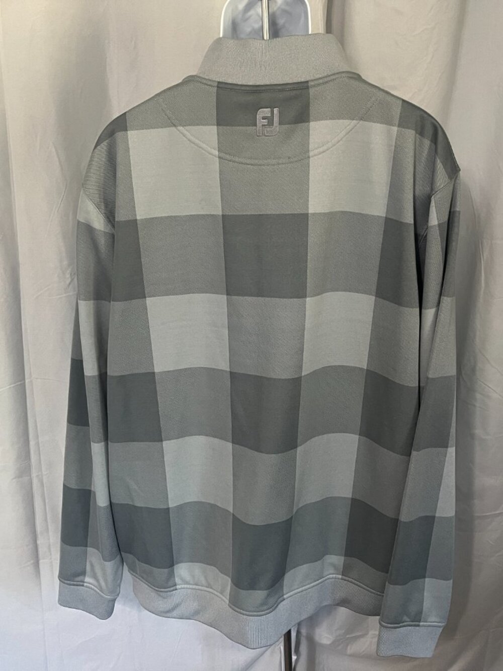 ⛳ FootJoy FJ Men’s Gray Check 1/4 Zip Golf Jacket EUC Size XXL Long Sleeve ⛳ - Picture 3 of 7